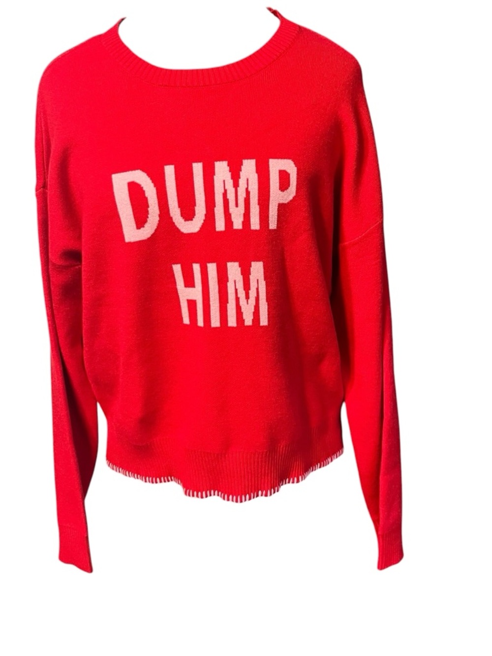 NWT No Comment Dump Him Spell Out Sweater S M Or L